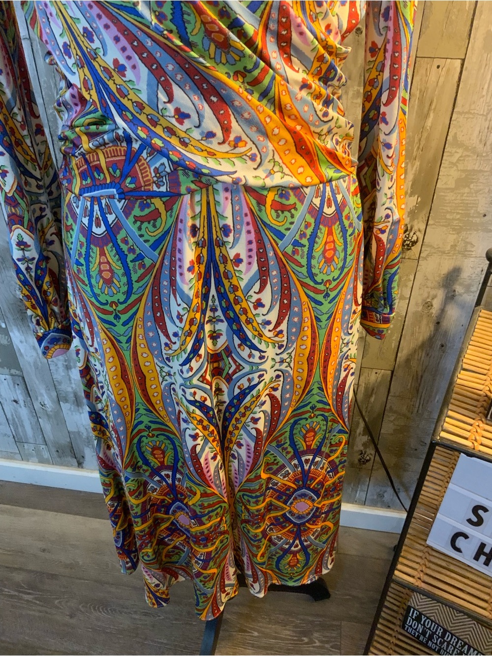 Etro Multicolor Paisley Long-Sleeve Wrap Dress - Picture 3 of 8